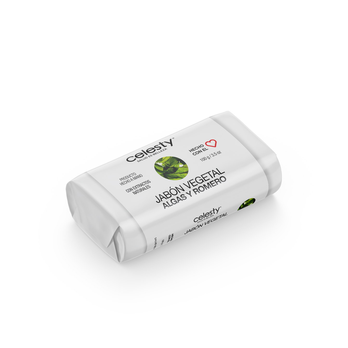 Jabón Vegetal Algas Y Romero Glicerina 100g Celesty