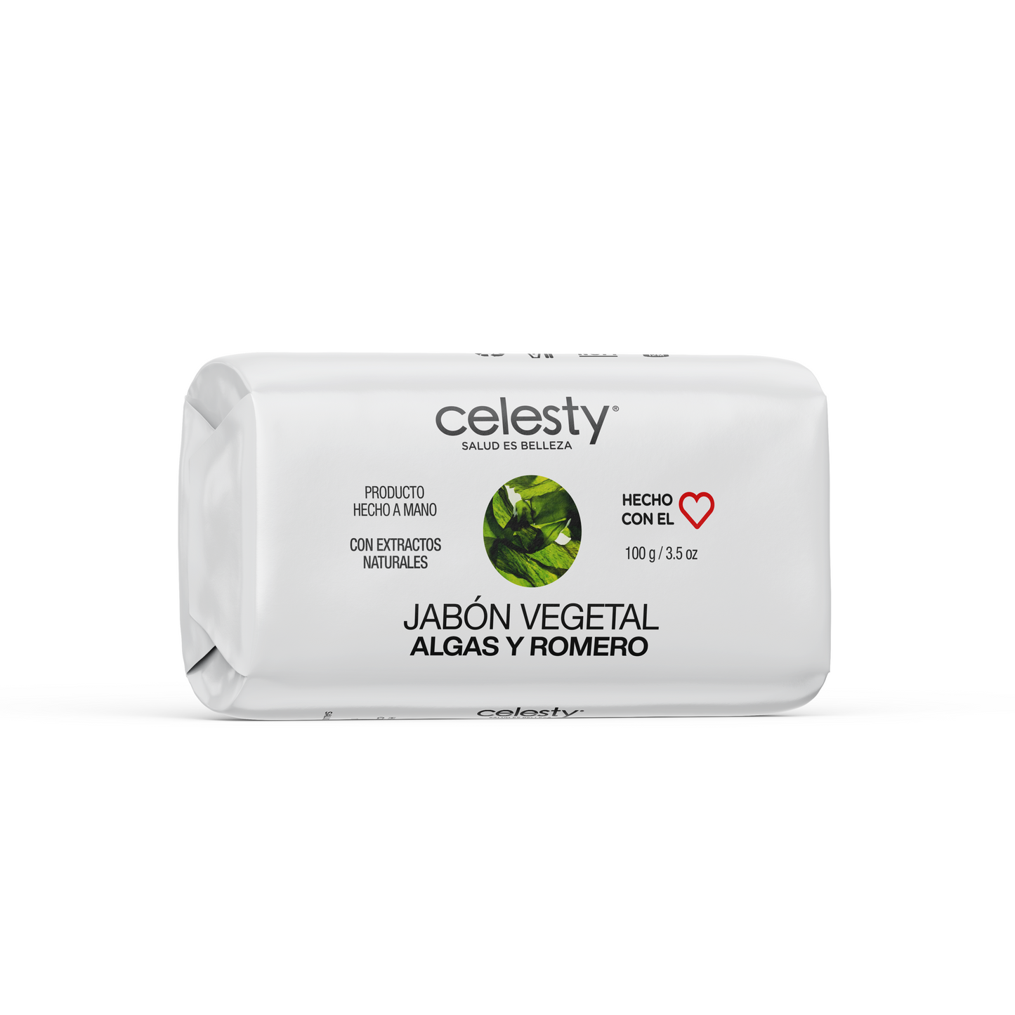 Jabón Vegetal Algas Y Romero Glicerina 100g Celesty
