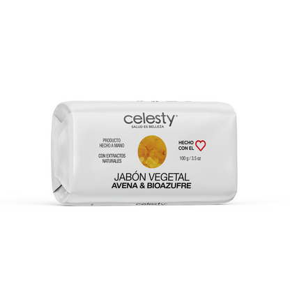 Jabón Vegetal Avena Y Bio Azufre Glicerina 100g Celesty