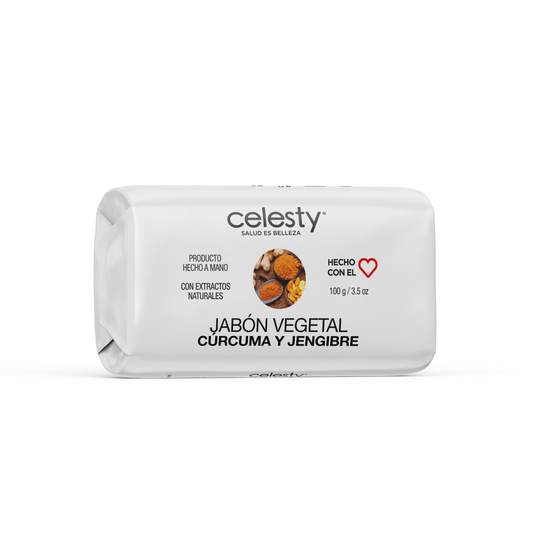 Jabón Vegetal Cúrcuma Y Jengibre Glicerina 100g Celesty