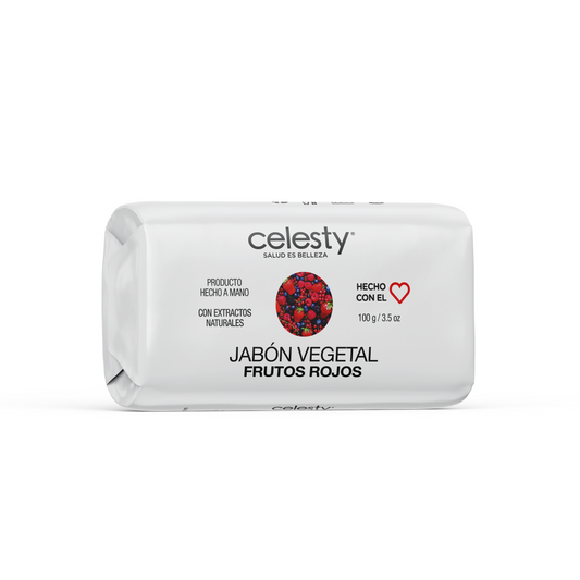Jabón Vegetal Frutos Rojos Glicerina 100g Celesty