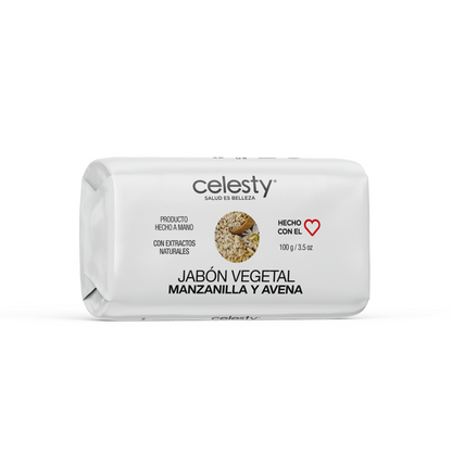 Jabón Vegetal Manzanilla Y Avena Glicerina 100g Celesty