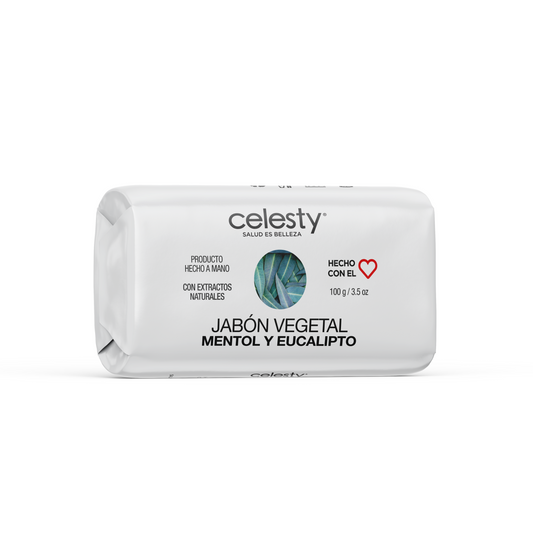 Jabón Vegetal Mentol Y Eucalipto Glicerina 100g Celesty