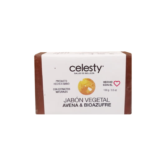 Jabón Vegetal Avena Y Bio Azufre Glicerina 100g Celesty