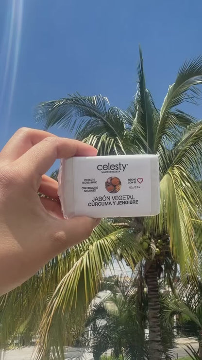 Jabón Vegetal Cúrcuma Y Jengibre Glicerina 100g Celesty