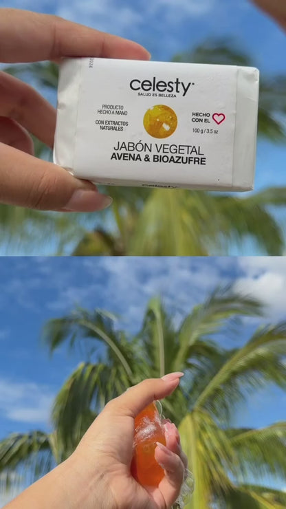 Jabón Vegetal Avena Y Bio Azufre Glicerina 100g Celesty